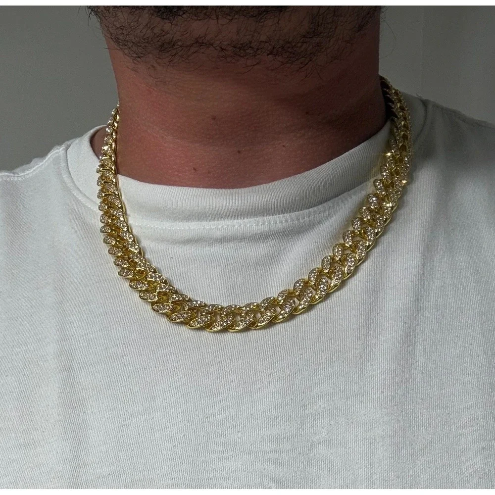 cuban chain iced out vvscz over stainless 20inch 12.5mm